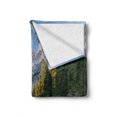 thumbnail image 2 of Nature Soft Flannel Fleece Blanket, Autumn Landscape with Faded Trees and Mountains Pure Reflection in Water Dream Photo, Cozy Plush for Indoor and Outdoor Use, 50" x 70", Green Grey, by Ambesonne, 2 of 6
