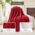 thumbnail image 3 of Reversible Waffle Weave Throw Blanket, Chenille Knit with Warm Sherpa, Soft Cozy Blanket for Couch, 50"x60", Red, 3 of 15