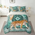 thumbnail image 3 of Feelyou Cartoon Jungle Tiger Twin Bedding Sets 7-Piece, Green Tribal Aztec Bedding Comforter Set, Vintage Bohemian Style Reversible Sheet Sets, Microfiber Bedroom Decor, 3 of 8