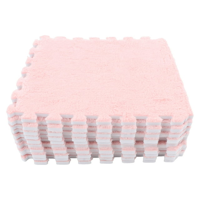 10Pcs Plush Foam Floor Mat Square Interlocking Carpet Tiles, Play Mat Floor Tiles Soft Climbing Area Rugs For Home Playroom Decoration