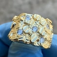 thumbnail image 2 of Mens Nugget Ring 14K Gold Plated over Real Solid 925 Sterling Silver Iced Diamond Cut Size 11, 2 of 11