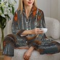 thumbnail image 6 of Yiaed White Horse Autumn Birch Print Pajamas Women's Long Sleeve Sleepwear Soft Button Down Loungewear Pjs Lounge Set Nightwear Womens Pajama Pants-Medium, 6 of 7