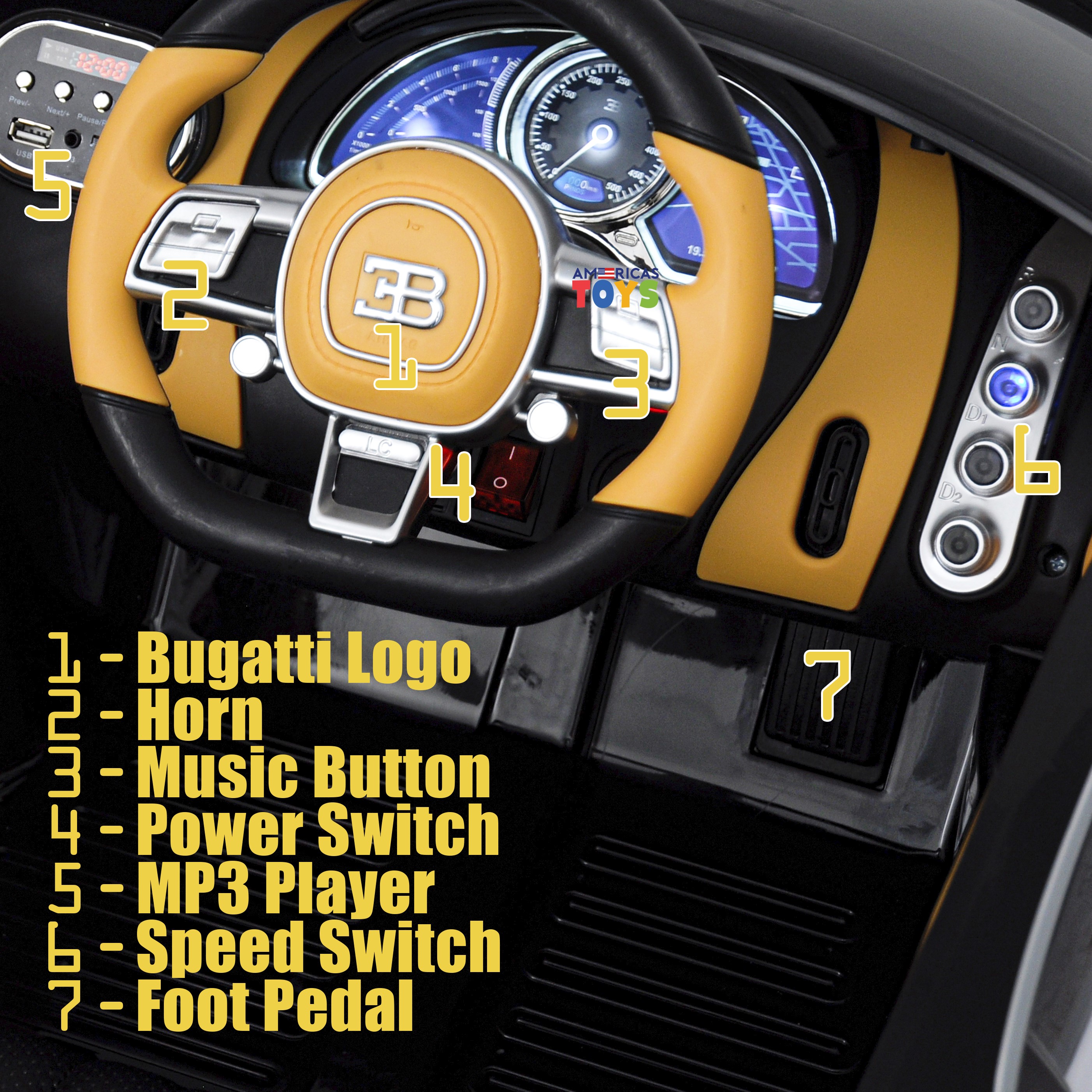 Bugatti Chiron 12V Powered Ride on Car for Kids with Remote Control