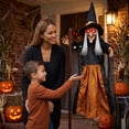 thumbnail image 6 of ShengapQ Halloween Decorations Luminous Witch Hanging Prop Terrifying Outdoor Décor Scary Voice Activation Ghost Toy, 71in, 6 of 7