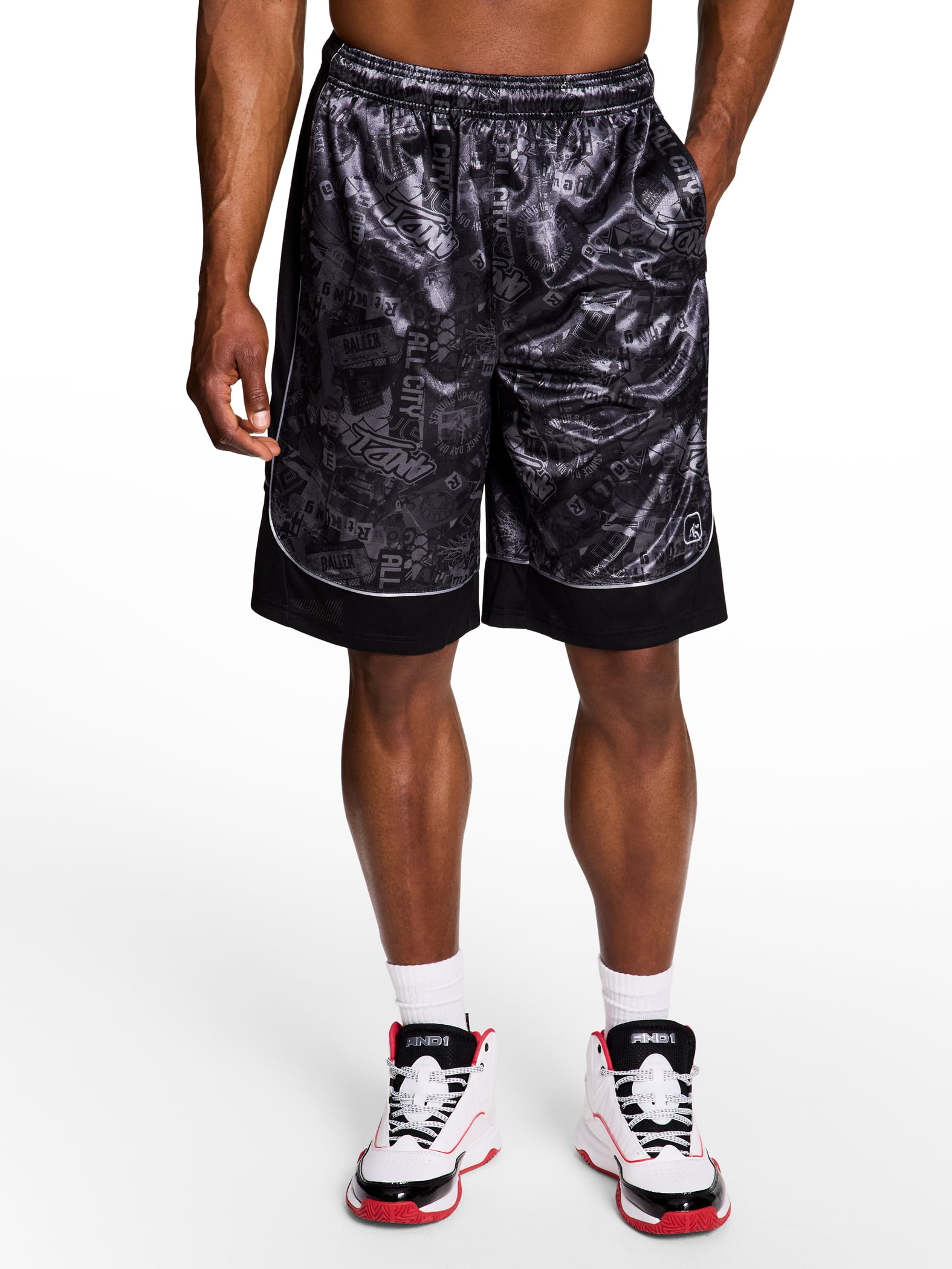 AND1 Men's & Big Men's All Court Printed Pattern Short, 11" Inseam, Sizes XS-5XL