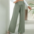 thumbnail image 4 of Boho Pants for Women Beach Pants Lounge Trousers High Waisted Wide Leg Pants Pleated Belly Control Flowy Slacks, 4 of 7