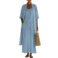 thumbnail image 3 of Women's 2 Piece Sweater Set Knit Bodycon Maxi Dress Open Front Duster Long Cardigan Sets Cozy Lounge Outfits with Open Front Cardigan and Side Pockets Light Blue XL, 3 of 5