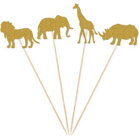 Wild Jungle Animals Centerpiece Sticks, 12-Pack Table Topper Girl Boy Birthday Baby Shower Party Decorations