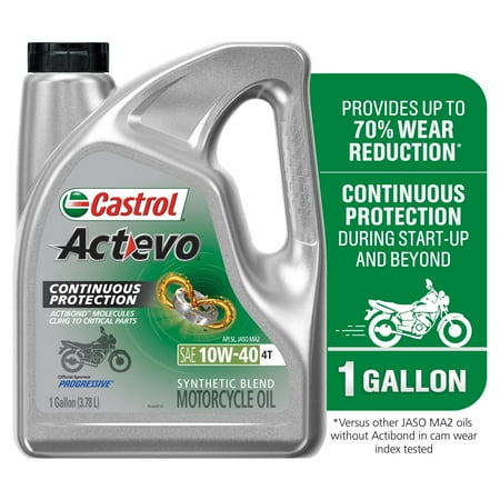 Castrol Actevo 4T 10W-40 Part Synthetic Motorcycle Oil, 1 Gallon