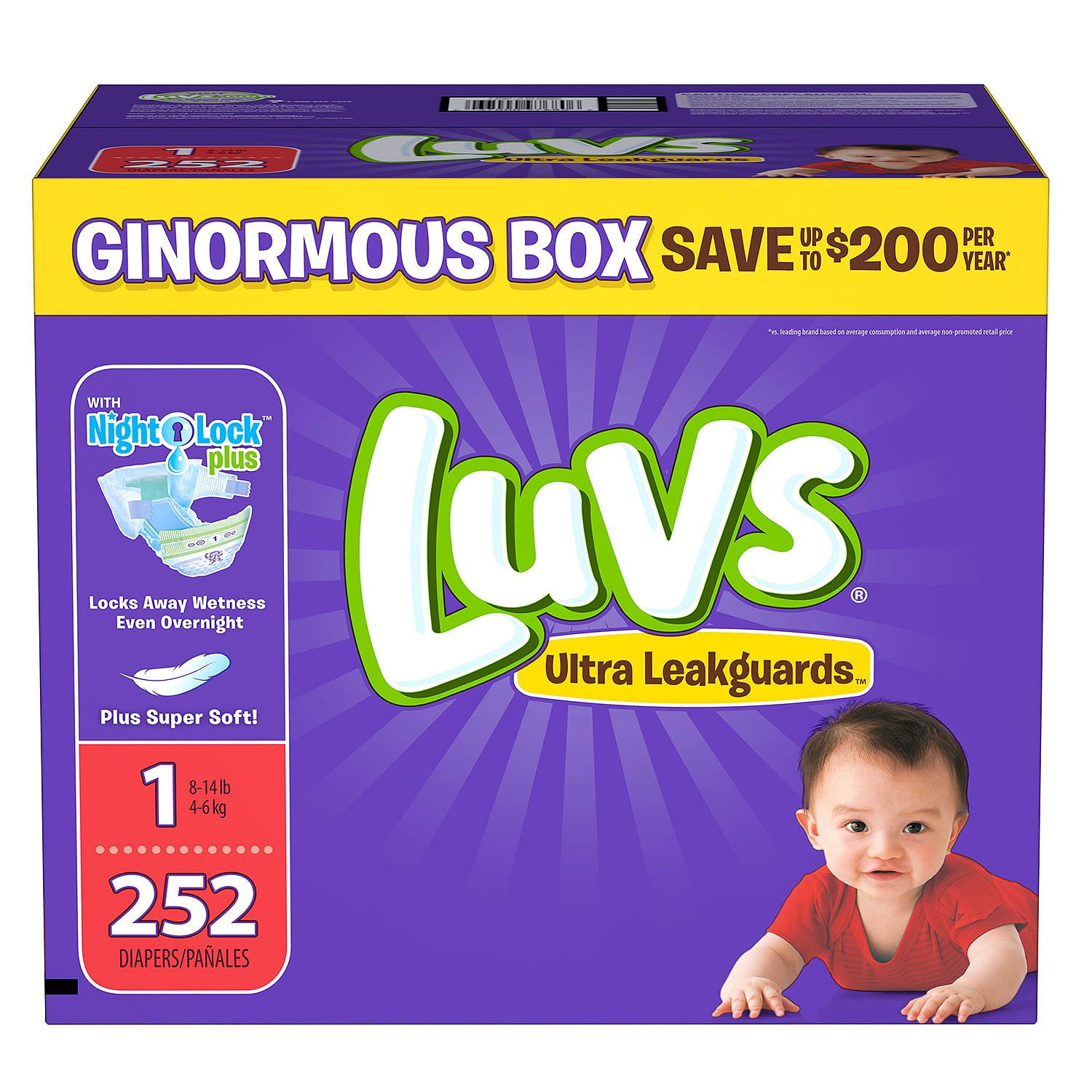 [Diapers]Luvs Ultra Leakguards Diapers Size 1 252 ct. ( Weight 8 14
