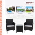 thumbnail image 5 of Walsunny 3 Pieces Outdoor Rattan Wicker Patio Furniture Set PE Chairs and Table Set, 5 of 7