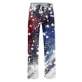 thumbnail image 4 of AHMOMEI 4th of July Pajama Pants for Women Drawstring Straight Leg Womans Lounge Pants Red White and Blue Lounge Sleep Pant, 4 of 7