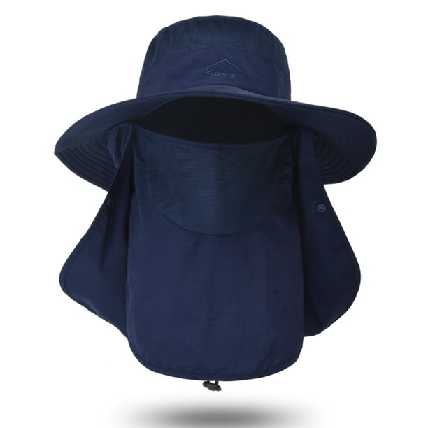 Sombrero de pesca Gorra para el sol con tapa extraíble para el cuello y la cara, solapa, sombrero de Tomshoo azul marino