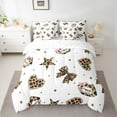 thumbnail image 2 of Homewish Teens Love Heart Stars Print Bedding Comforter Set 7pcs,Kawaii Bowknot Queen Bedding Sets Super Cozy,Cheetah Print Polak Dots Queen Sheet Sets,Lightweight Room Decor,Reversible, 2 of 8
