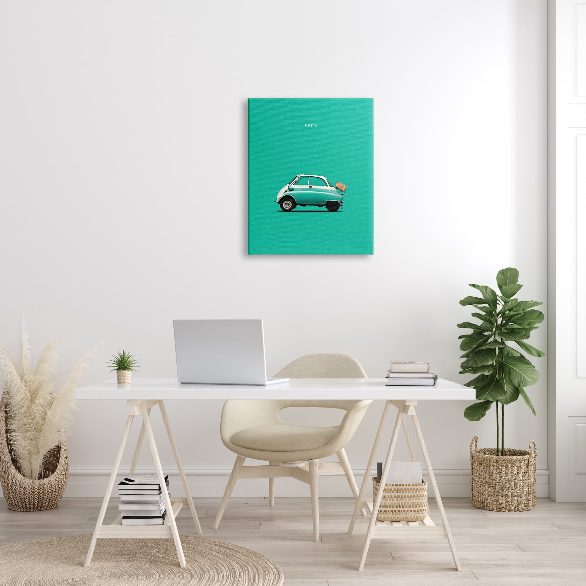Stupell Industries Retro Italian Vehicle Isetta Turquoise Green European Car, 24 x 30, Design by Mark Rogan