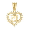 thumbnail image 2 of 10K Yellow Gold CZ Women's 0.85" Quinceanera Medallion 15 Heart Frame Pendant, 2 of 3