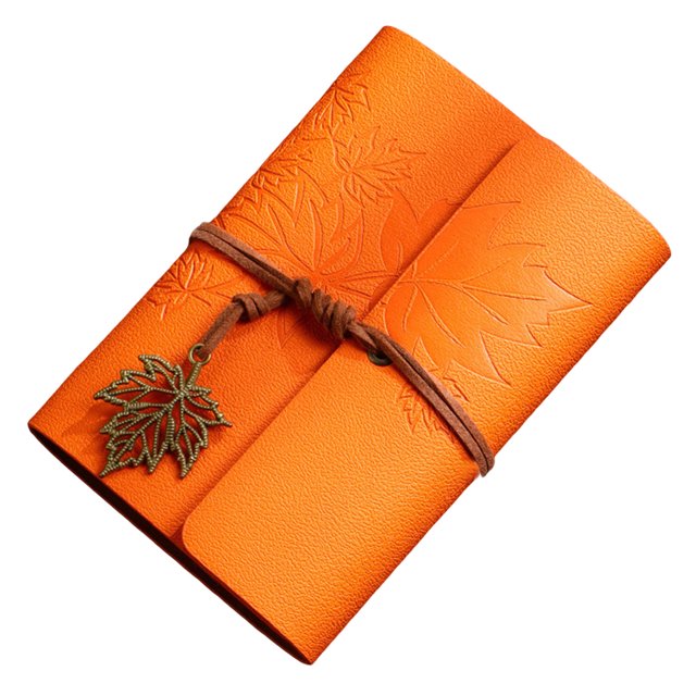 JIEMUCES Engraving Faux Leather Recipe Book Handmade Journal Notebook Waterproof Maple Leaf Print Diary Family Cookbooks Anniversary Gift