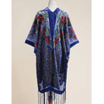 thumbnail image 6 of Women's Velvet Kimono Bohemian long style Peacock Open Wool Sweater, Beach Set Sweater, Holiday Leisure Open Wool Shawl, 6 of 12
