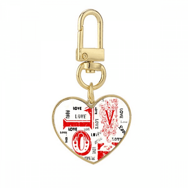 Saint Valentin Rouge Noir Amour Or Coeur Porte-Clés en Métal Porte-Clés