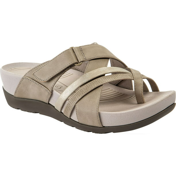 Women's Bare Traps Aster Toe Loop Sandal Taupe Toledo Nubuck Synthetic ...
