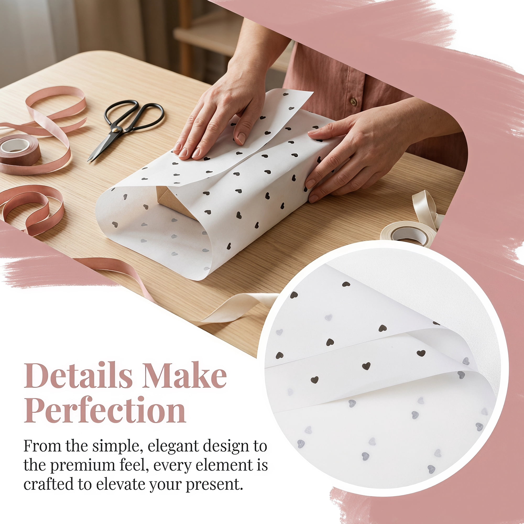 Unique Bargains 20Pcs Heart Pattern Gift Wrapping Paper White Black 27.6" x 19.7"