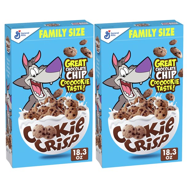 (2 pack) Cookie Crisp Breakfast Cereal, Chocolate Chip Cookie Taste, Family Size, 18.3 oz