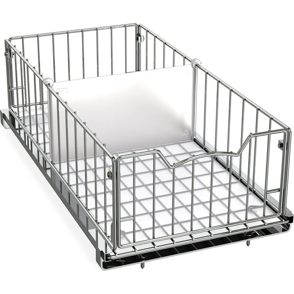 Simple Houseware Pull Out Cabinet Sliding Basket, Chrome