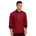 thumbnail image 4 of YiZYiF Unisex Button Chef Jacket Long Sleeve Chef Coat Cook Uniform for Restaurant Hotel Burgundy M, 4 of 7