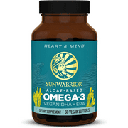 Sunwarrior Vegan Omega 3 Fish Oil Supplement | Omega 3 DHA & EPA for Brain and Heart Support, 60ct