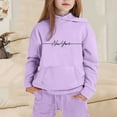 thumbnail image 2 of Girls 2-Piece Long Sleeve Hoodie and Pants Set, Letter Print Casual Outfit for Fall and Winter - Girls' Clothing Sets, 2 of 4