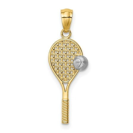 Diamond2Deal 14K Yellow Gold with White Rhodium Tennis Pendant for Men