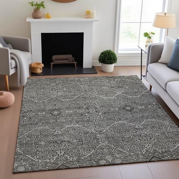 Addison Rugs Mayfield Premium Machine Washable Traditional Panel Pewter Rectangle Rug, 10' x 14'