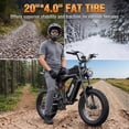 thumbnail image 6 of Moveloop Electric Bike for Adults, 750W Motor, 20"x4" Fat Tire Ebike, Max 70 Miles Range, 48V/15.6Ah Mountain E-Bike, Full Suspension, NFC Unlock, 6 of 9