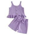 thumbnail image 7 of Babcutegg Girls’ Waffle Knit Ruffled Camisole Top & Shorts Set – Toddler Summer Outfit Purple Size 12-18Month, 7 of 7