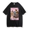 thumbnail image 1 of Camiseta divertida y profesional con estampado de gato Yapper para hombre y mujer, informal, holgada, de manga corta, bonita y kawaii, de gran tamaño, 1 of 8
