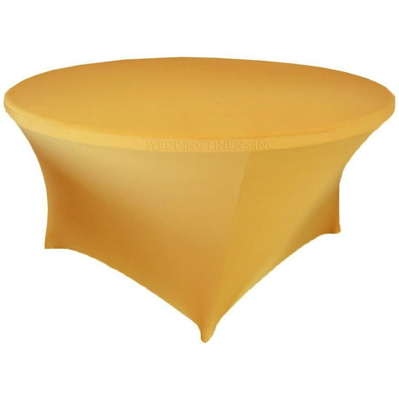 Wedding Linens Inc. (200 GSM) Premium 4FT / 48" Round Spandex Stretch Fitted Table Cover Tablecloths - Gold