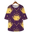 thumbnail image 5 of MVRLSH Womens Tops Blouse Casual Halloween Graphic Printed Round Neck Three Quarter Sleeve Basic Loose Fit Blouses MR3 - L, 5 of 7