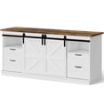 thumbnail image 3 of Homall 58'' Farmhouse TV Stand for Living Room, Entertainment Center with Sliding Barn Doors & 4 Storage Drawers, Adjustable Shelves Rustic Media Console for Bedroom,White, 3 of 8