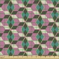 thumbnail image 2 of Geometric Fabric by the Yard, Retro Design Pattern of Pastel Colored Rhombuses in Different Directions, Upholstery Fabric for Dining Chairs Home Decor Accents, Fuchsia Brown Teal by Ambesonne, 2 of 5