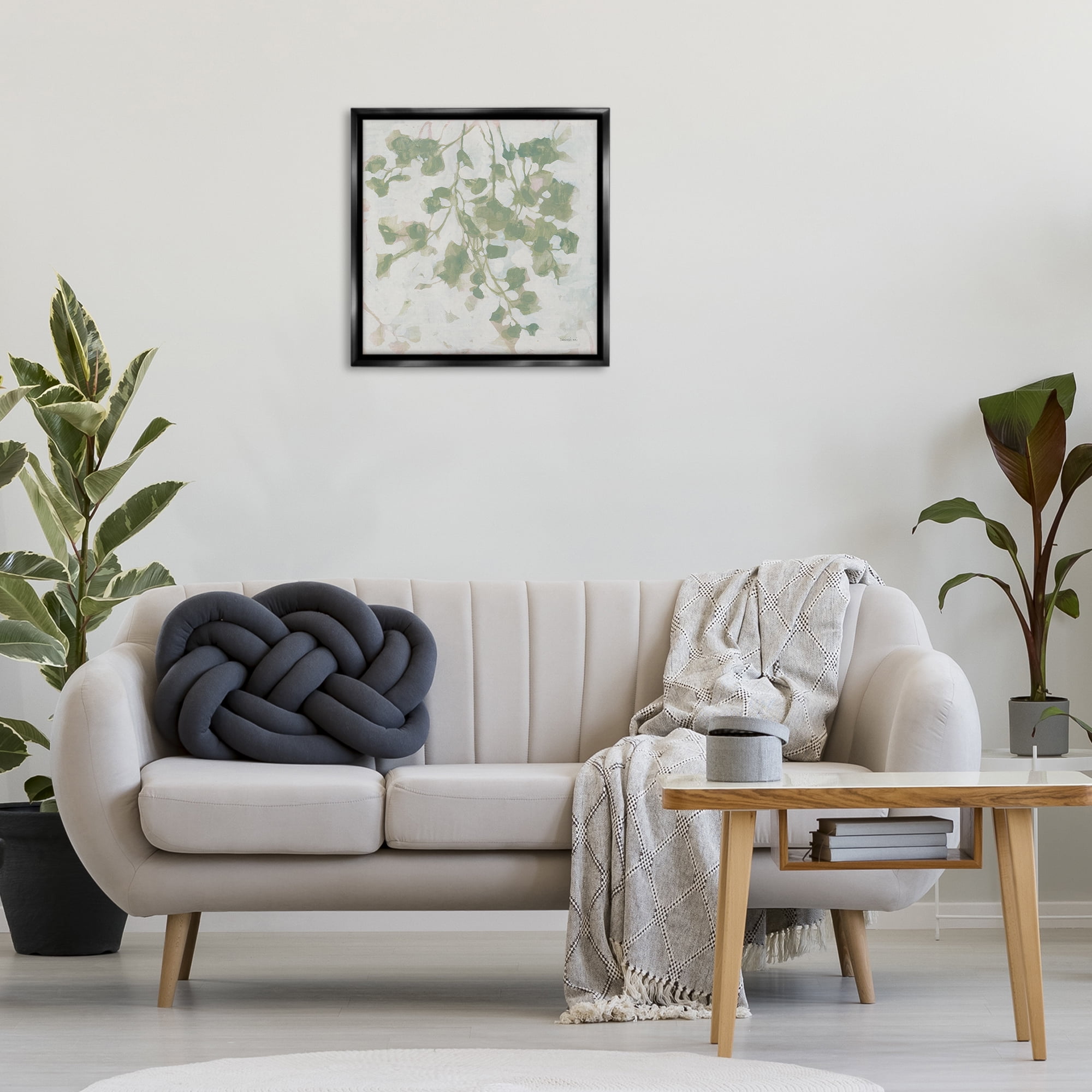 Stupell Industries Dancing Leaf Shadows Botanical & Floral Painting Black Floater Framed Art Print Wall Art, 25 x 25