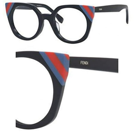 Fendi FF 0246 PJP Waves Dark Blue Striped Red Blue Plastic Cat-Eye Eyeglasses 48mm