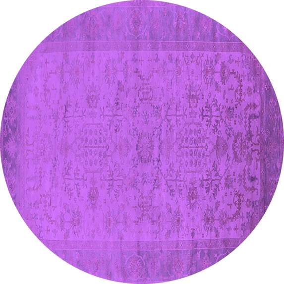 Ahgly Company Indoor Round Oriental Purple Industrial Area Rugs, 5' Round