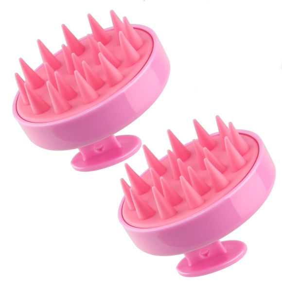 Masajeador de Cuero Cabelludo de Silicona Suave Rosa para Crecimiento y Anticaspa