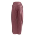 thumbnail image 5 of Women's Corduroy Pants Barrel Mid-Rise Elastic Waist Cord Pants Casual Wide Leg Baggy Trouser with Pockets Watermelon Red M, 5 of 5