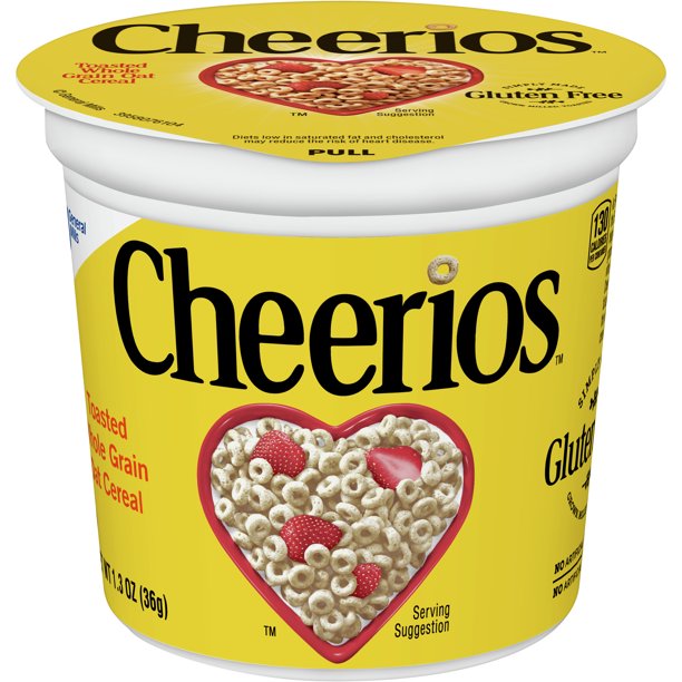 Cheerios Cups, Gluten Free Cereal, Whole Grain Oats, 1.3 oz Walmart