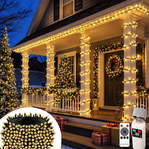 Rechargeable Christmas String Lights with Remote & Timer,8 Modes Waterproof USB Twinkle Lights for Indoor Wedding Party Xmas Decor Warm White (16M/52.49ft 150LED)