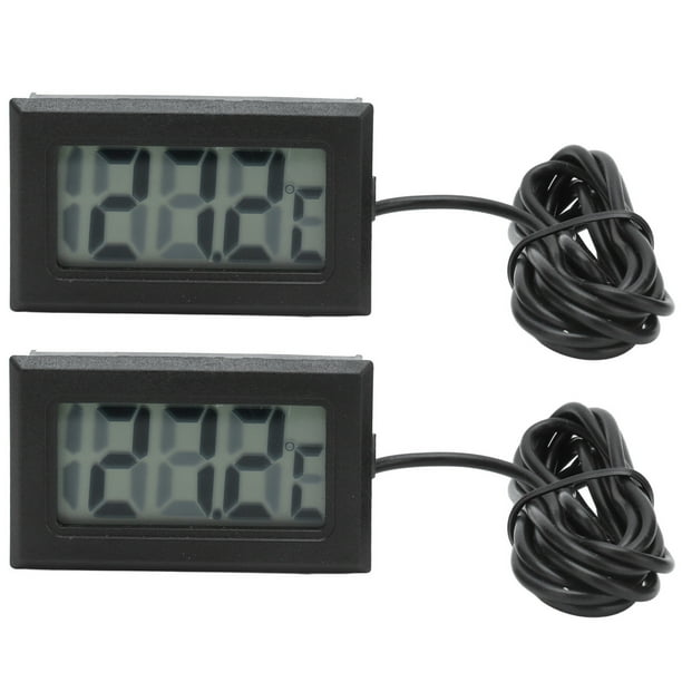 2 termómetros digitales electrónicos, termostato, medidor de temperatura, actualización de 2 segundos con sonda, color negro