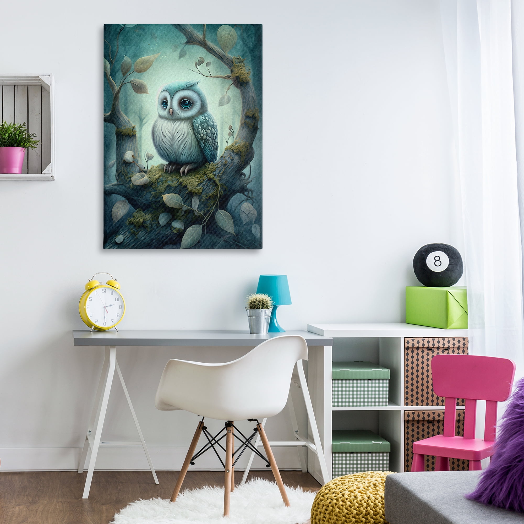 Stupell Industries Calm Mystic Owl Landscape Painting Gallery Wrapped Canvas Art Print Wall Art, 30 x 45