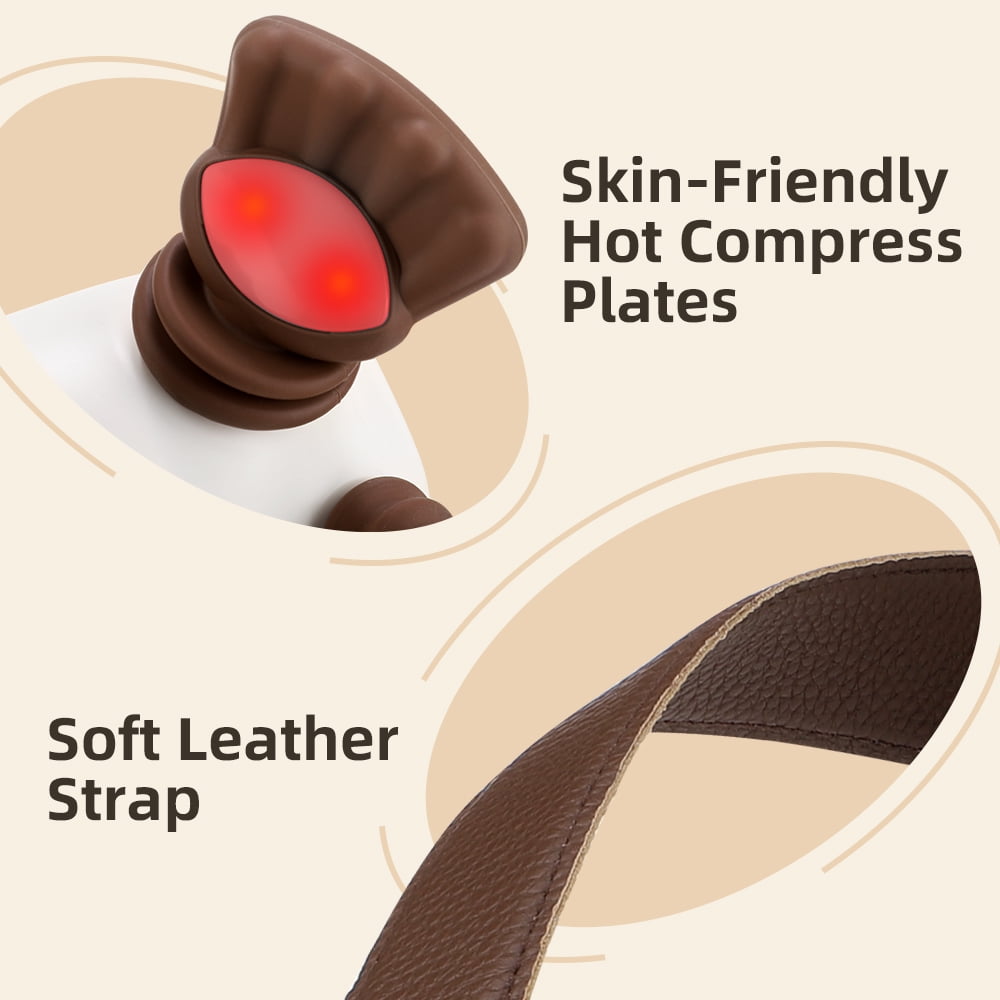 Bionic Heated Massager, Cordless Neck and Shoulder Massager with 3 Massage Modes 2 Heat, Heated Kneading Massager for Neck with Adjustable Strap, Beige