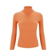 thumbnail image 4 of BOOMILK Turtleneck Sweaters for Women Slim Fit Lightweight Long Sleeve Undershirt Warm Knitted Pullover Orange, 4 of 8